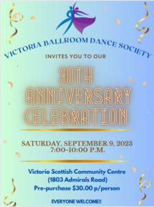 Victoria Ballroom Dance Society 30th anniversary poster